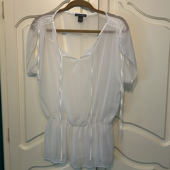Isabella Rodriguez Sheer White Top Women’s Large - Picture 4 of 6